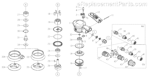 Page A Diagram and Parts List for CP7225E-3 8941272257 Chicago Pneumatic Sander